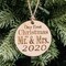 Ornament - 2020 Our First Christmas as Mr and Mrs - Raw Wood 3x3in